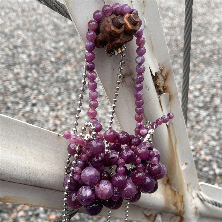 Luxury Bags Girls - Girls Mini Purple Beaded Clutch Purse
