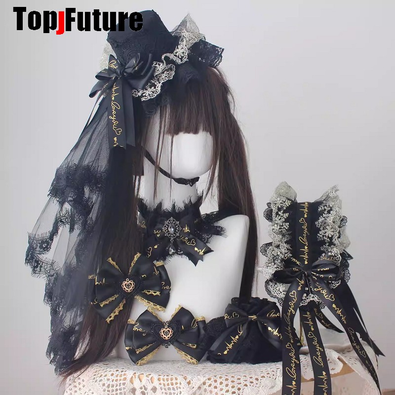Luxury Bags Girls - Black Gold Luxury Headwear Spike Lolita