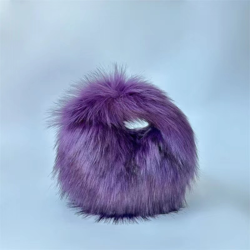 Luxury Bags Cute - Fur Women's Small Half Moon Bag