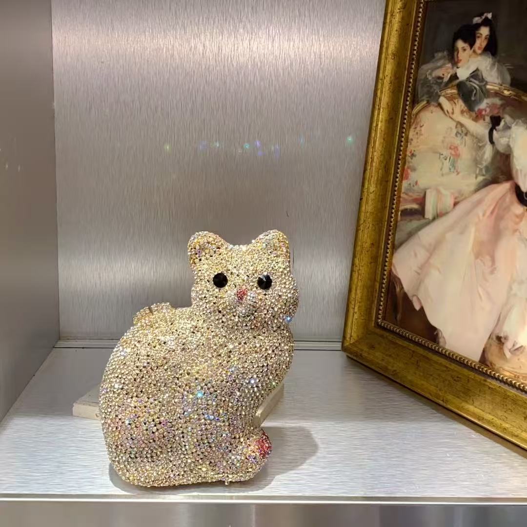 Luxury Bags Cute - Gold Cute Cat Shape Women Handbag
