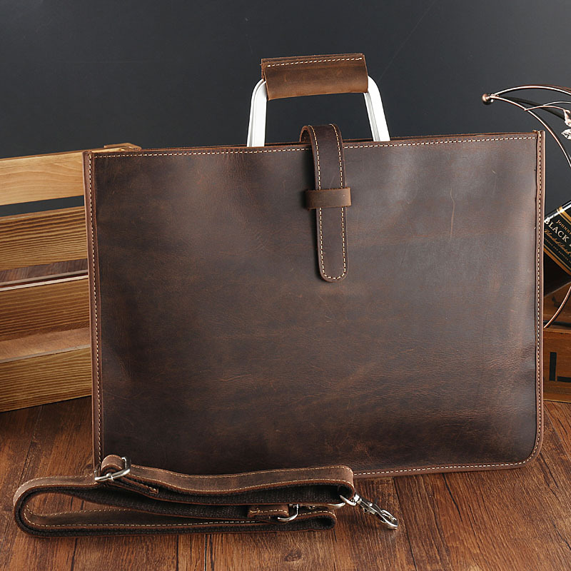 Men's Top Grain Crazy Horse Le - Briefcase Leather Slim recension och pris